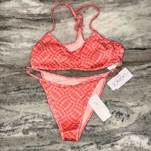 L Space BIKINI - Pamela Racerback Top Tommy Bitsy Bottom Heat Wave L*Space Sz M